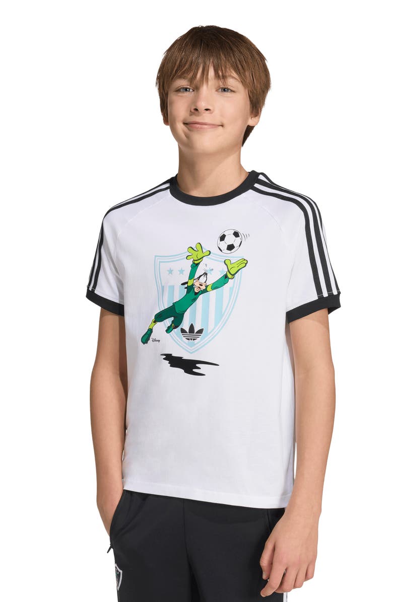 adidas Originals x Disney Kids' Cotton Graphic T-Shirt, Alternate, color, White/ Black