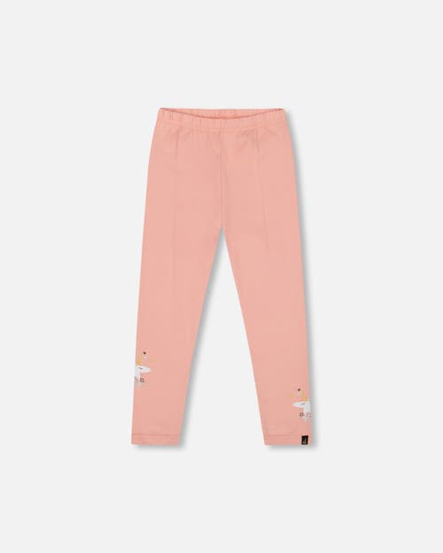 Deux Par Deux Organic Cotton Leggings With Unicorn In Pink