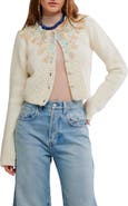 Free People Pixie Beaded Floral Cardigan