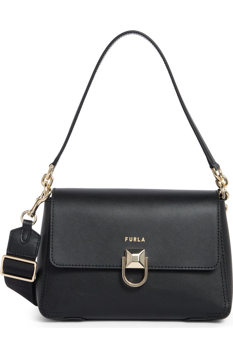 Furla Circe Small Leather Satchel, Main, color, Nero