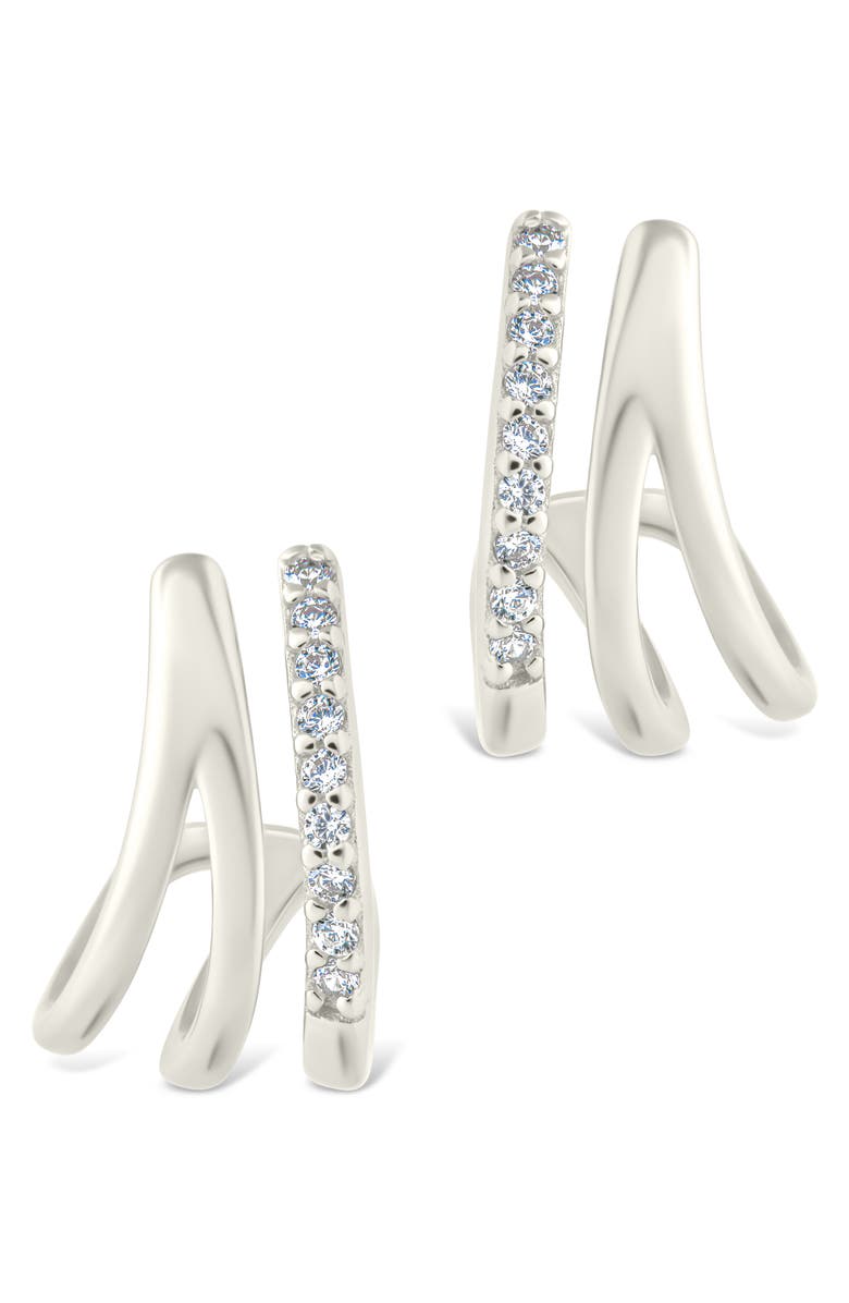 Sterling Forever Harlowe Claw Hoop Earrings, Alternate, color, Silver