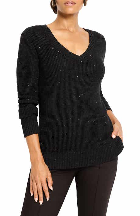 NIC+ZOE Shimmer V-Neck Waffle Stitch Sweater