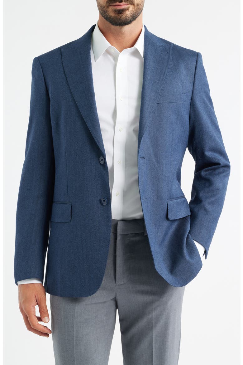Modern Fit Blue Wool Blend Herringbone Sport Coat, Main, color, NAVY