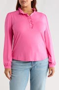 Caslon® Ruffle Detail Long Sleeve Henley
