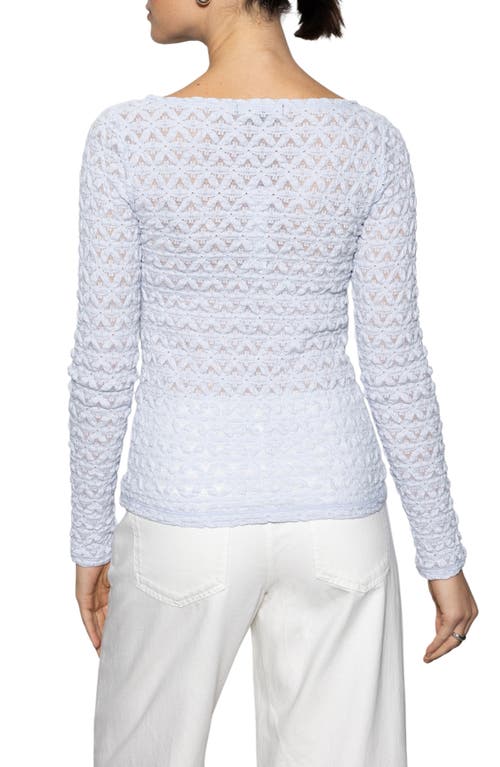 Sanctuary Stretch Mesh Boat Neck Top In Blue