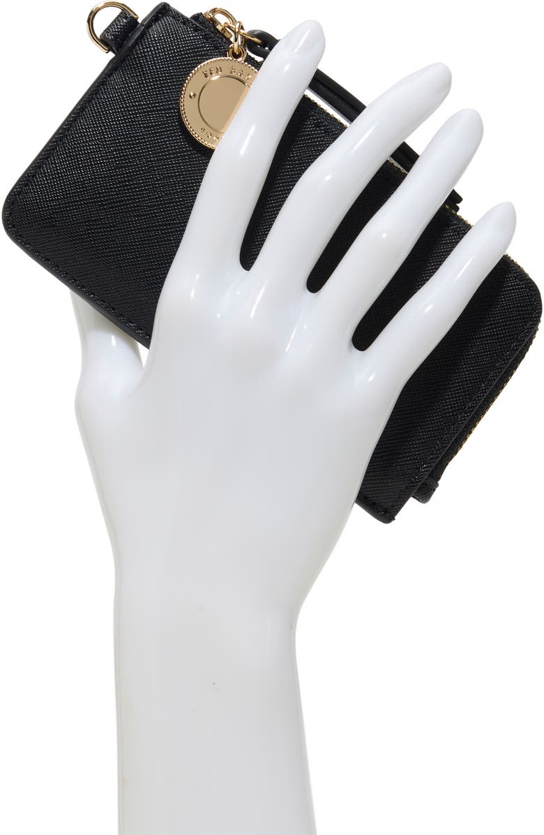 Ted Baker London Lulu Leather Zip Card Case, Alternate, color, Black