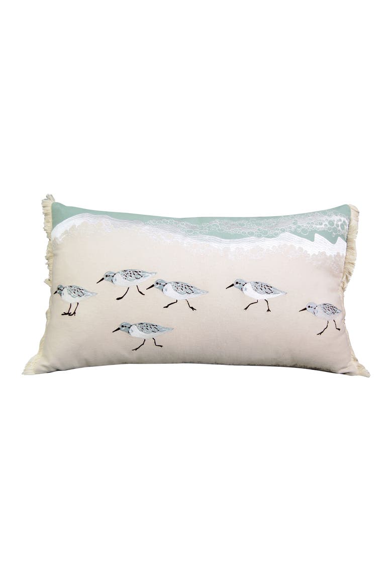 Sandpiper Indoor Cotton Lumbar Throw Pillow, Main, color, Blue
