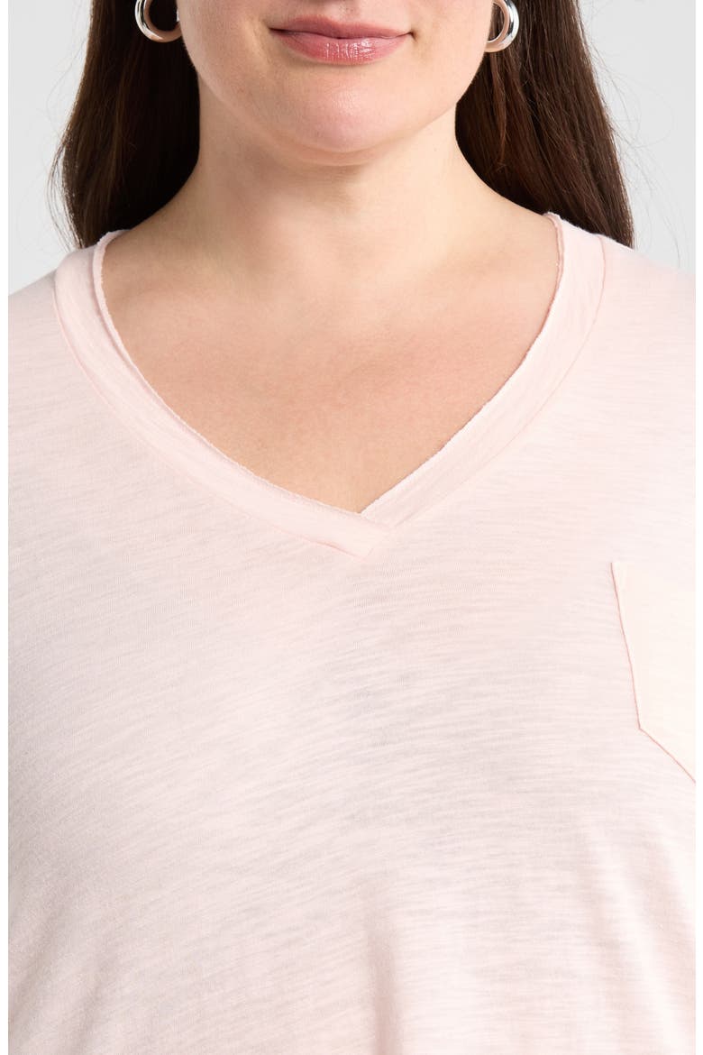 Short Sleeve Cotton & Modal V-Neck Pocket T-Shirt, Alternate, color, PINK FRESCO