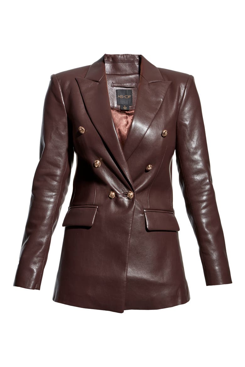 Beck Recycled Leather Blend Blazer, Alternate, color, MAHOGANY