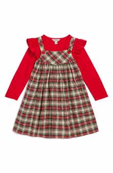 Pippa & Julie Kids' Plaid Dress & Long Sleeve T-Shirt Set