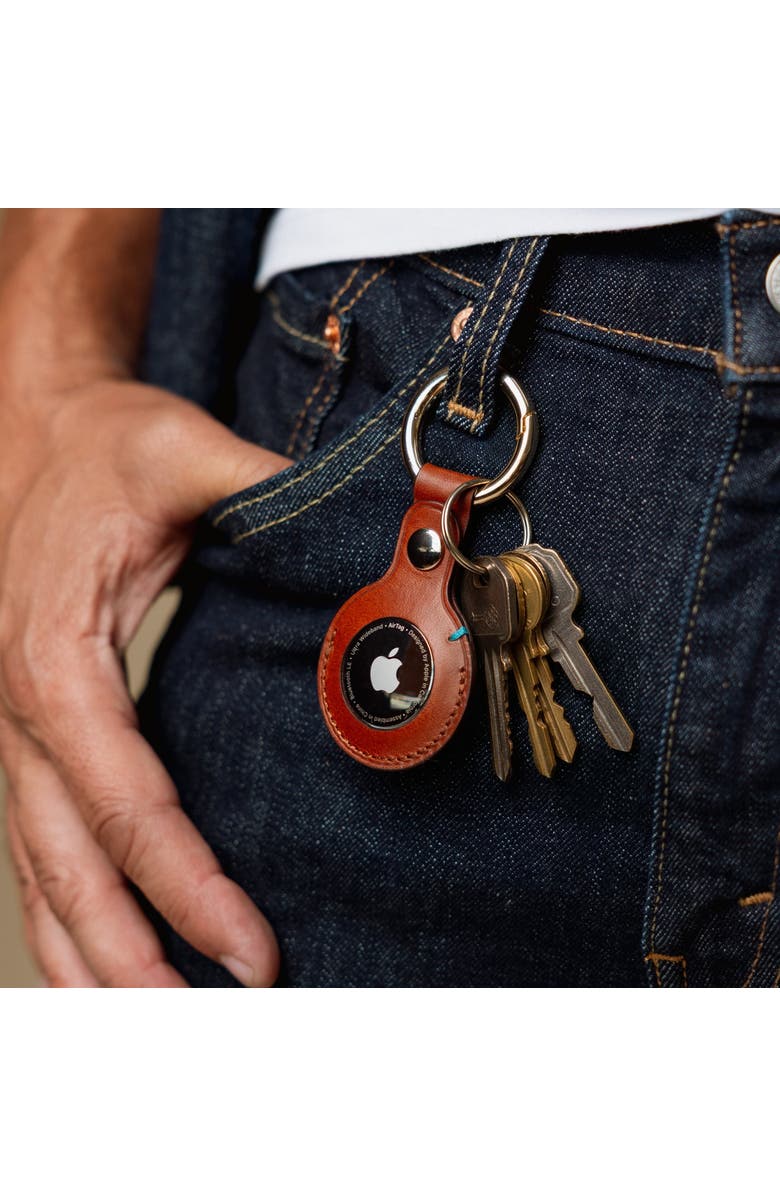 Bluebonnet The Toscano Italian Leather AirTag Keychain, Alternate, color, Tuscan Tan