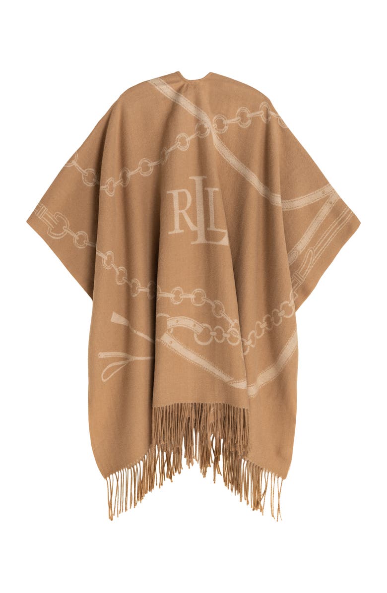 Lauren Ralph Lauren Equestrian Jacquard Oversized Ruana, Alternate, color, Camel/Cream