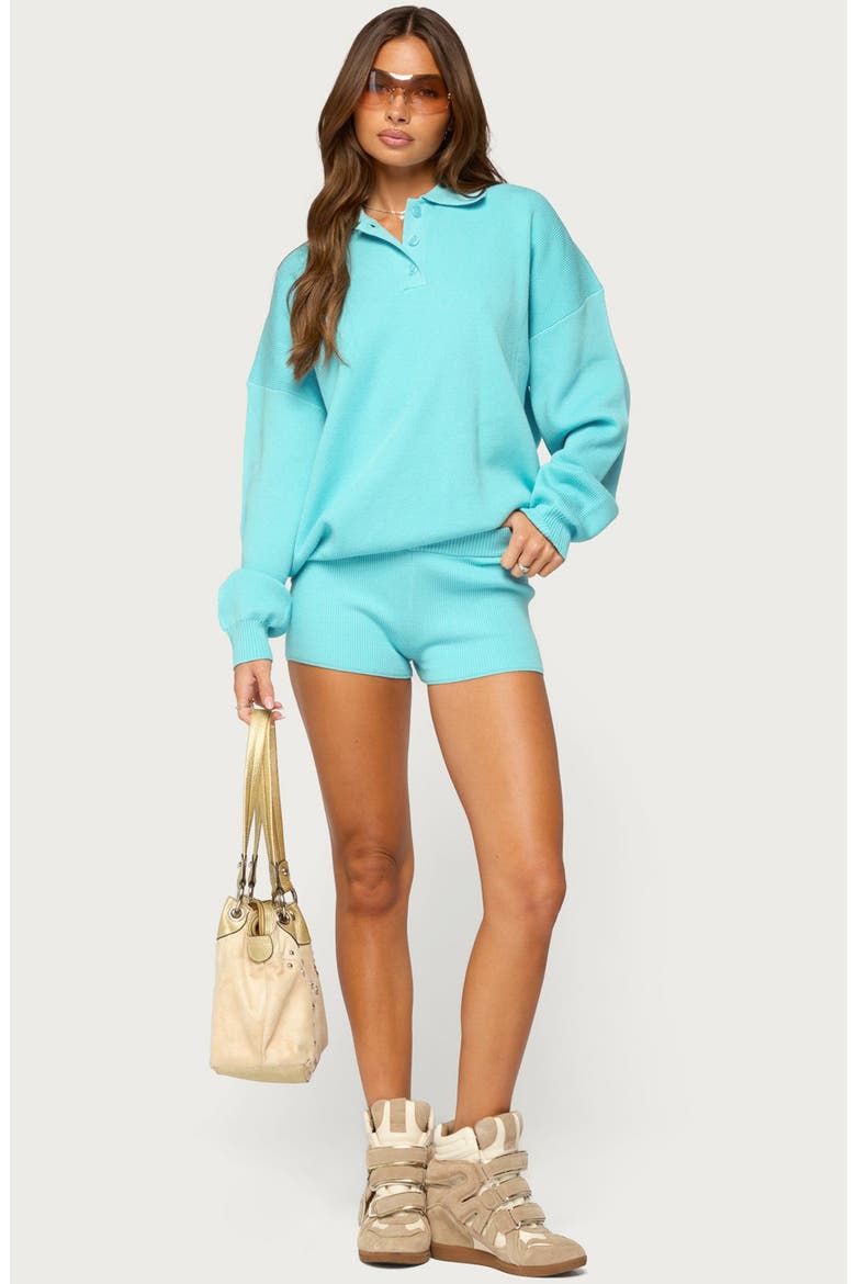 Lorie Rib Shorts, Alternate, color, TURQUOISE
