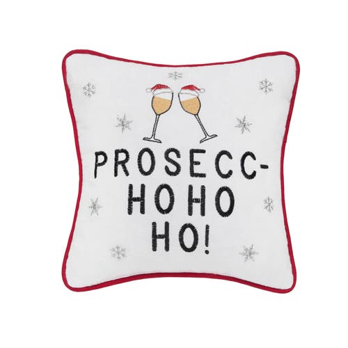 C & F Home C&f Home Prosecc-ho Ho Ho! Christmas Pillow, 10" X 10" In White