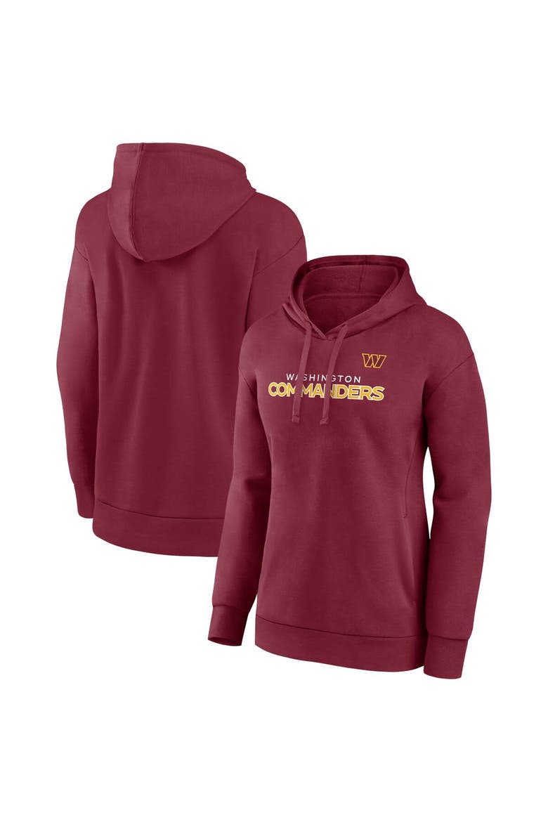 Women's Fanatics Branded Burgundy Washington Commanders Iconic Cotton Fleece Checklist Pullover Hoodie, Main, color, Burgundy
