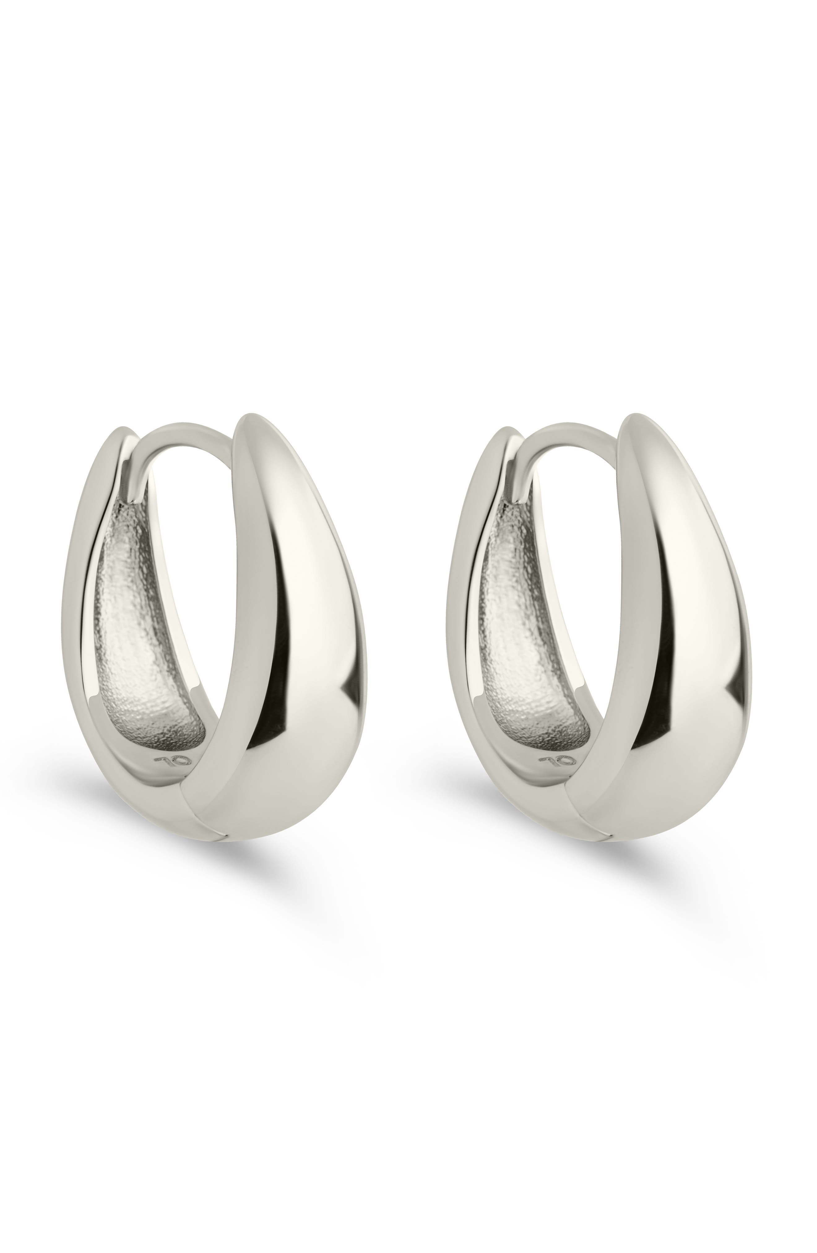 Sterling Forever Lavina Polished Huggie Hoop Earrings