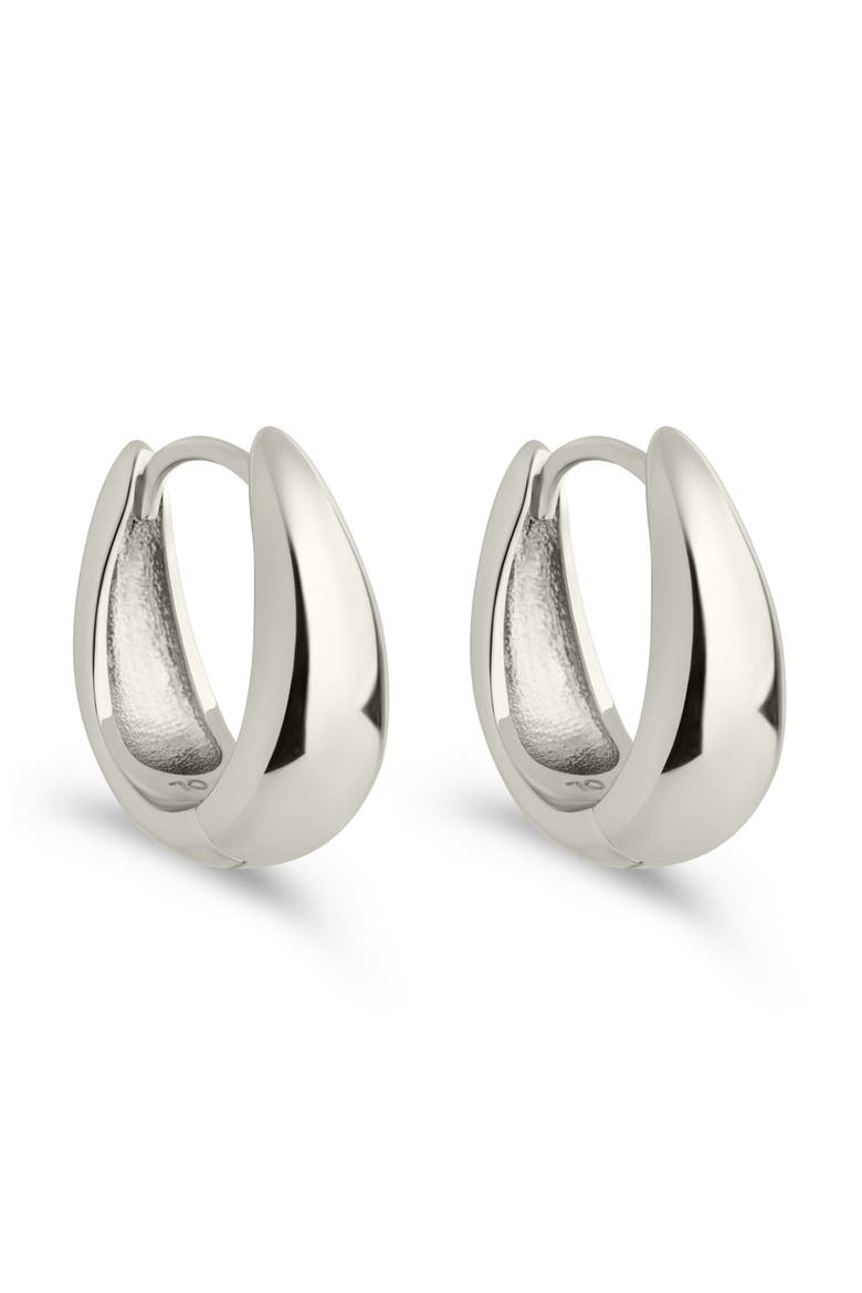 Lavina Polished Huggie Hoop Earrings, Main, color, SILVER