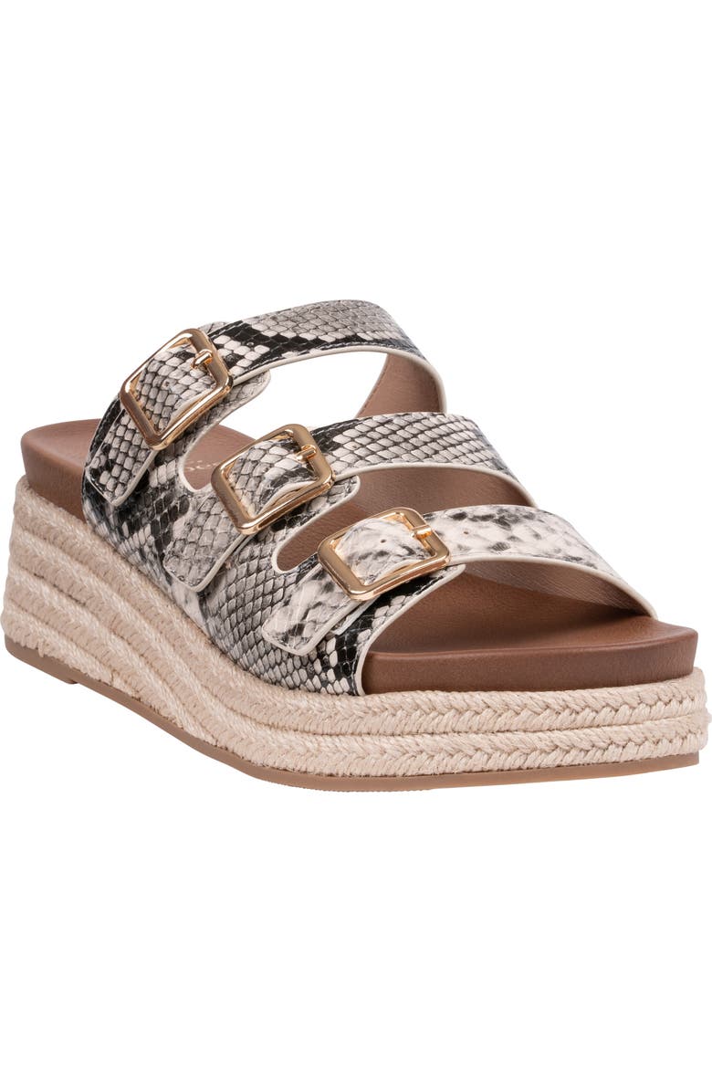 GOOD CHOICE NEW YORK Fabulist Buckle Espadrille Platform Wedge Sandal, Main, color, Natural Snake