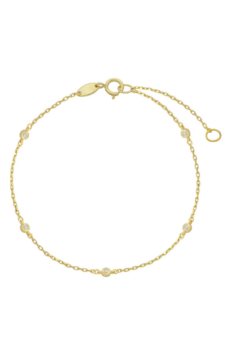 CANDELA JEWELRY 10K Gold Bezel Set CZ Station Anklet, Main, color, Clear
