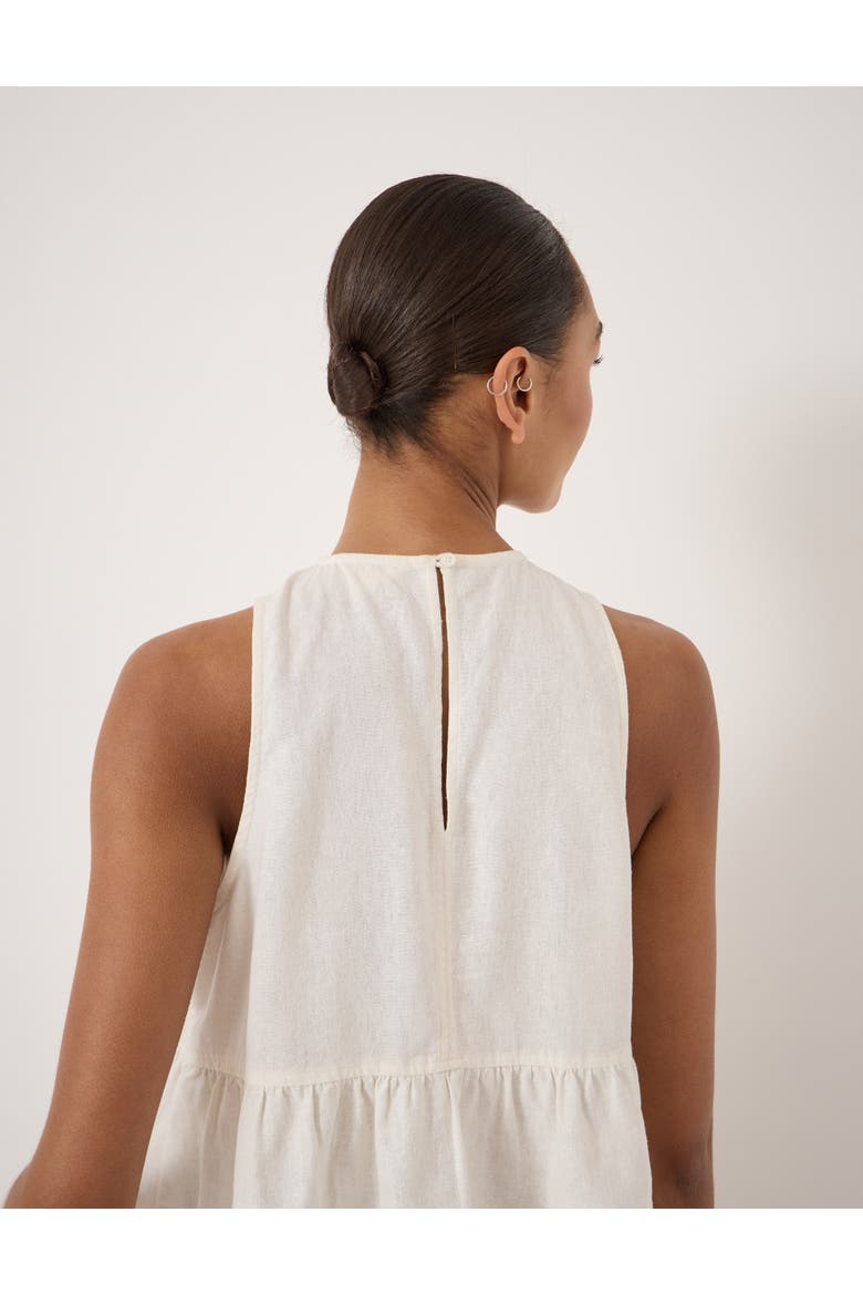 Nomie Linen Blend Peplum Top, Alternate, color, White