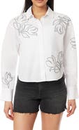 Scotch & Soda Floral Embroidered Crop Button-Up Shirt
