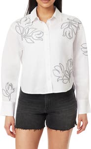 Scotch & Soda Floral Embroidered Crop Button-Up Shirt