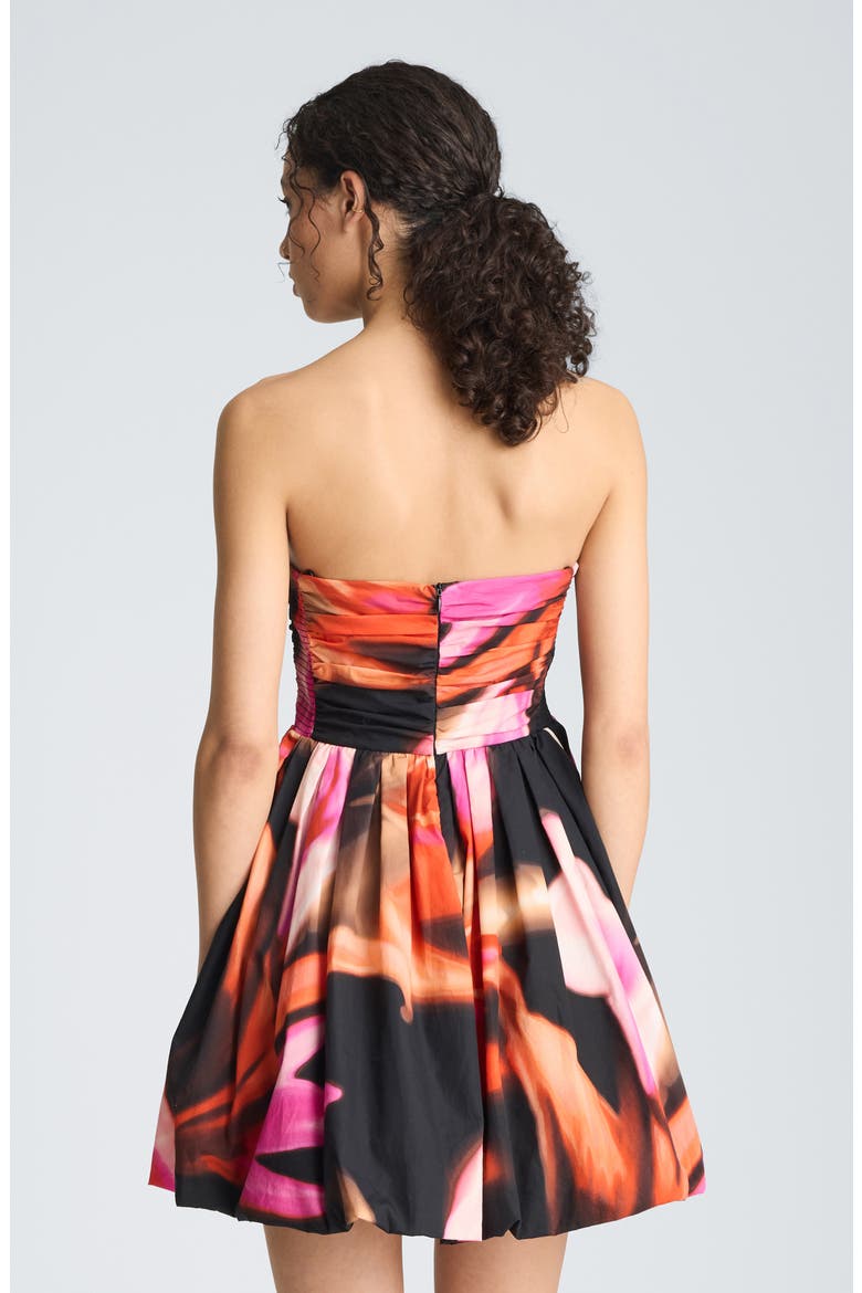 Ruched Strapless Minidress, Alternate, color, BLACK MULTI
