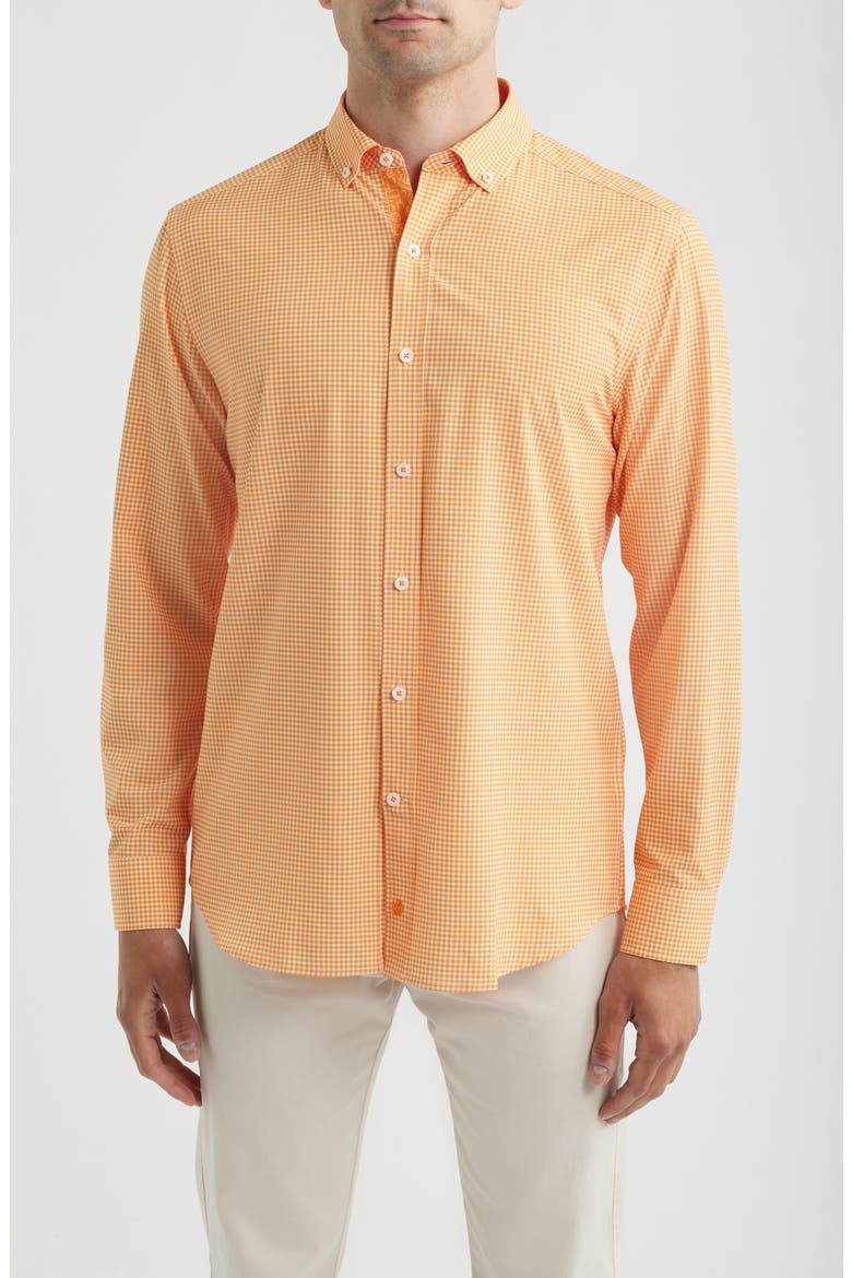 Game Day XC4® Gingham Check Button-Down Shirt, Main, color, ORANGE