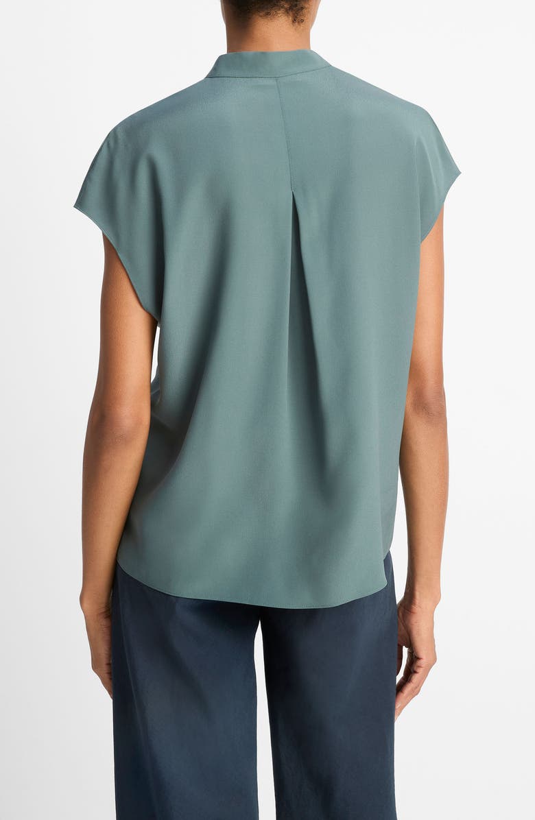 Vince Cap Sleeve Silk Blend Top, Alternate, color, Teal Stone/ Clay Sage