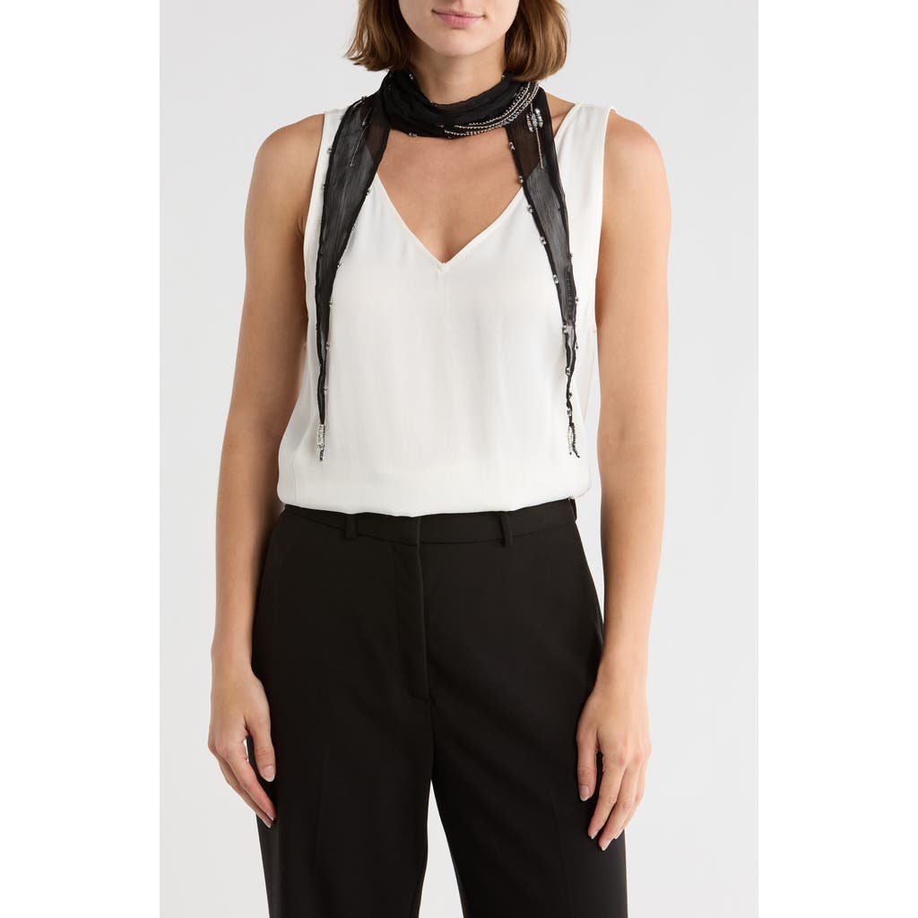 Bcbg Beaded Skinny Scarf In Black