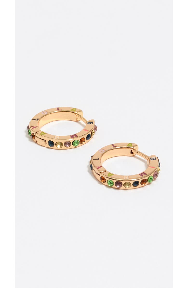 Bimba y Lola Multicolored Crystals Logo Hoop Earrings, Alternate, color, 
