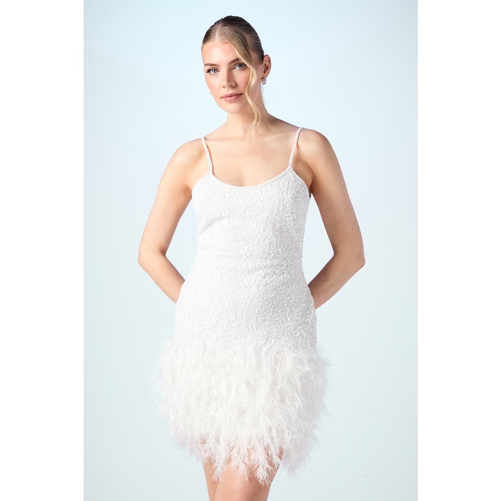 Coast Embellished Feather Bridal Mini Dress in Ivory at Nordstrom, Size 8
