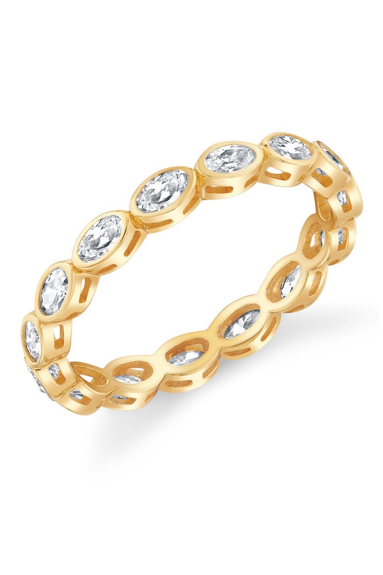 Oval Cut Cubic Zirconia Eternity Band, Main, color, 18KT YELLOW GOLD / CLEAR STONE
