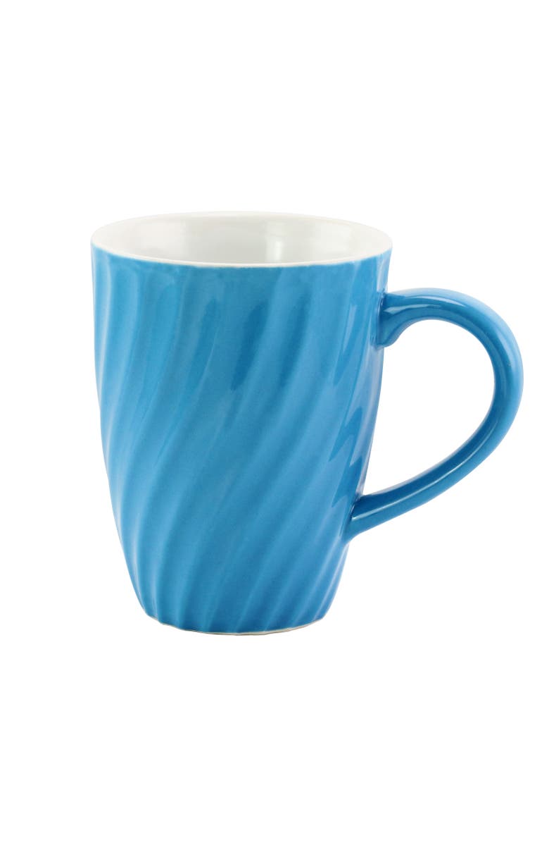 MR COFFEE Color Delight 6 Piece 10 Ounce Stoneware Mugs with Metal Stand, Alternate, color, Blue