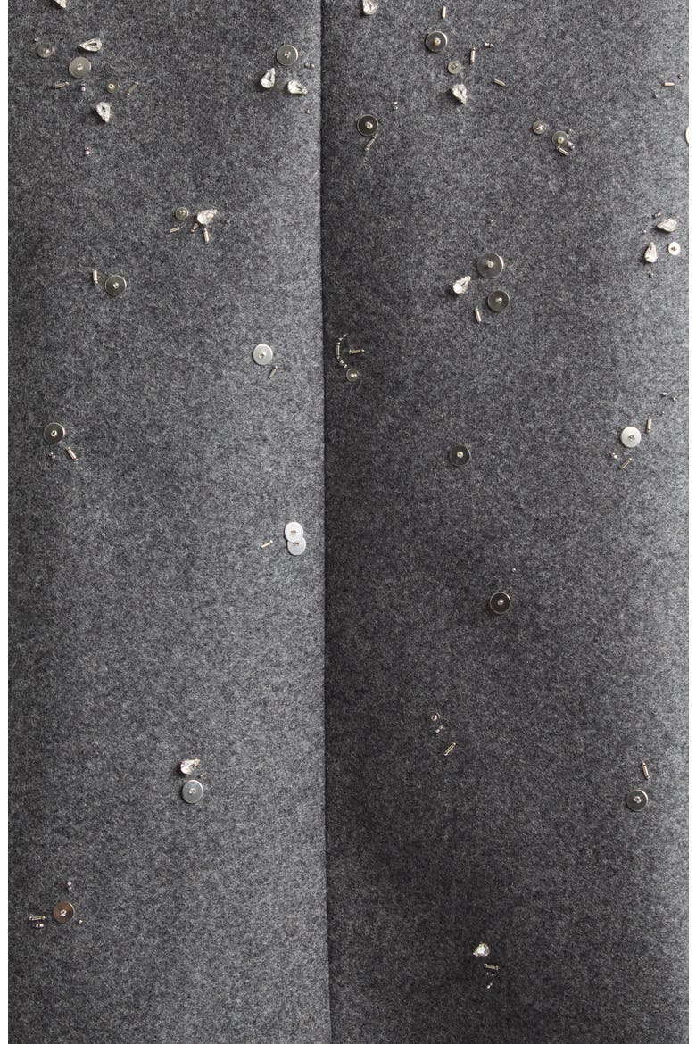 Beaded Sleeveless Wool Shift Minidress, Alternate, color, LAVA STONE