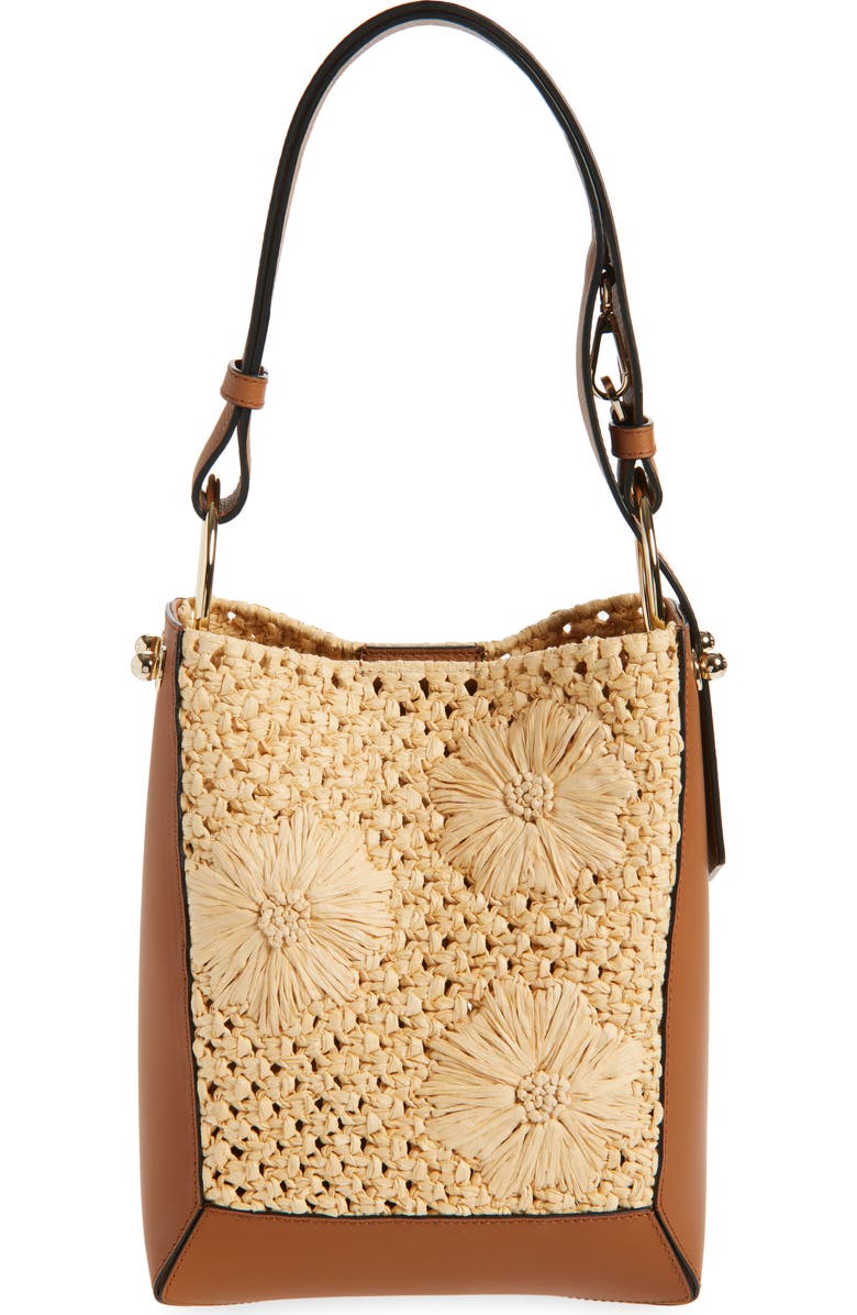 Strathberry Midi Lana Woven Raffia & Leather Bucket Bag, Alternate, color,