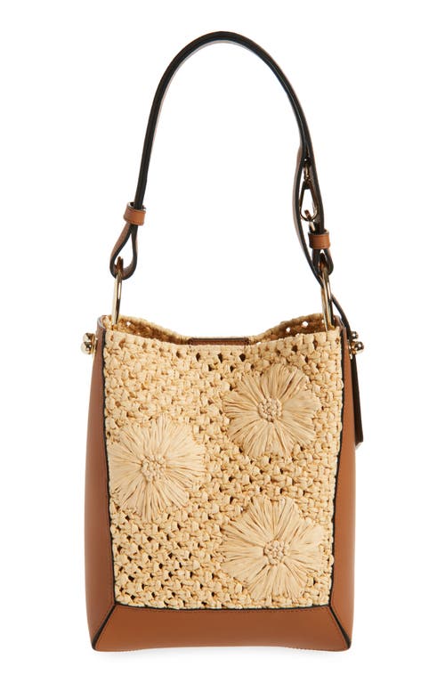 Strathberry Midi Lana Woven Raffia & Leather Bucket Bag
