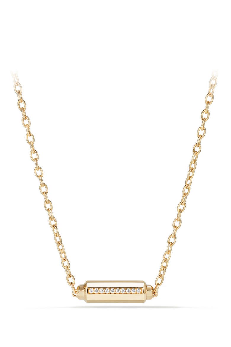 Barrels Single Station Necklace with Diamonds in 18K Gold, Main, color, YELLOW GOLD