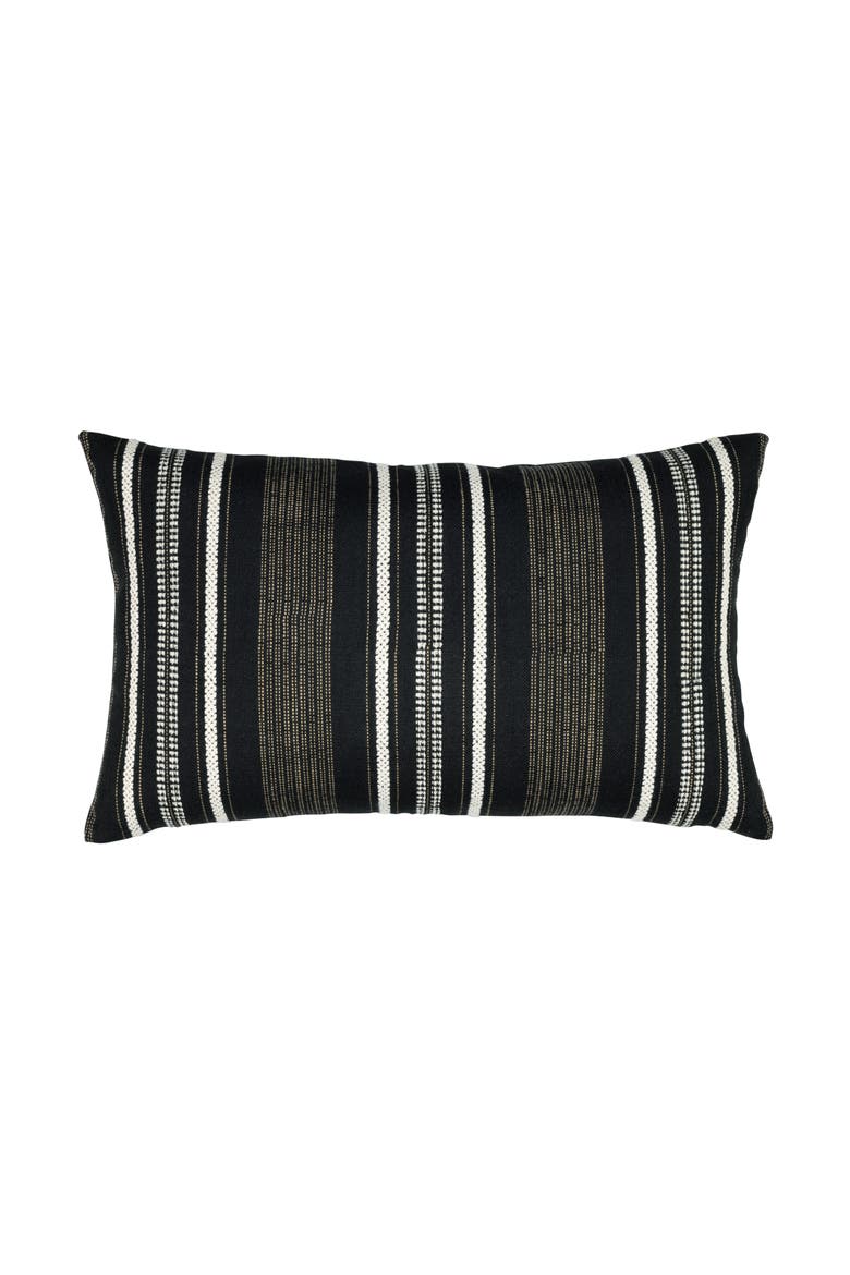 Pathway Textured Stripe Indoor & Outdoor Woven Accent Pillow, Alternate, color, Ebony