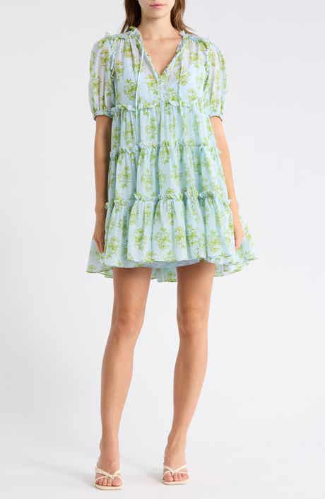 Cinq à Sept Papyrus Floral Madara Short Sleeve Minidress