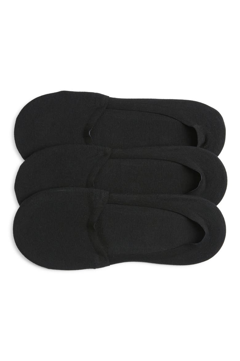 3-Pack Cotton Blend No-Show Socks, Main, color, BLACK