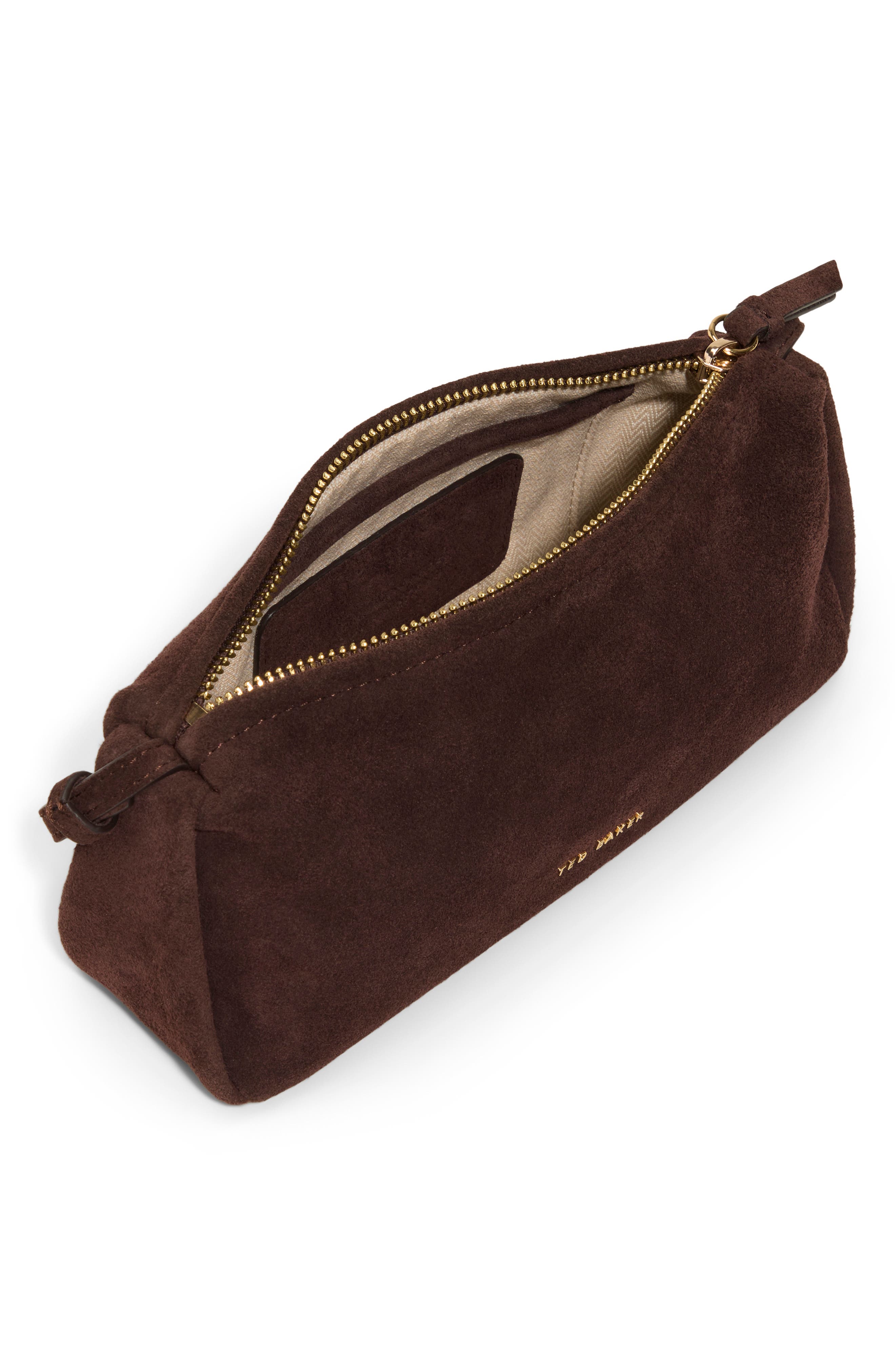 Ted Baker Nicki Suede Shoulder Bag, Alternate, color, Espresso Suede