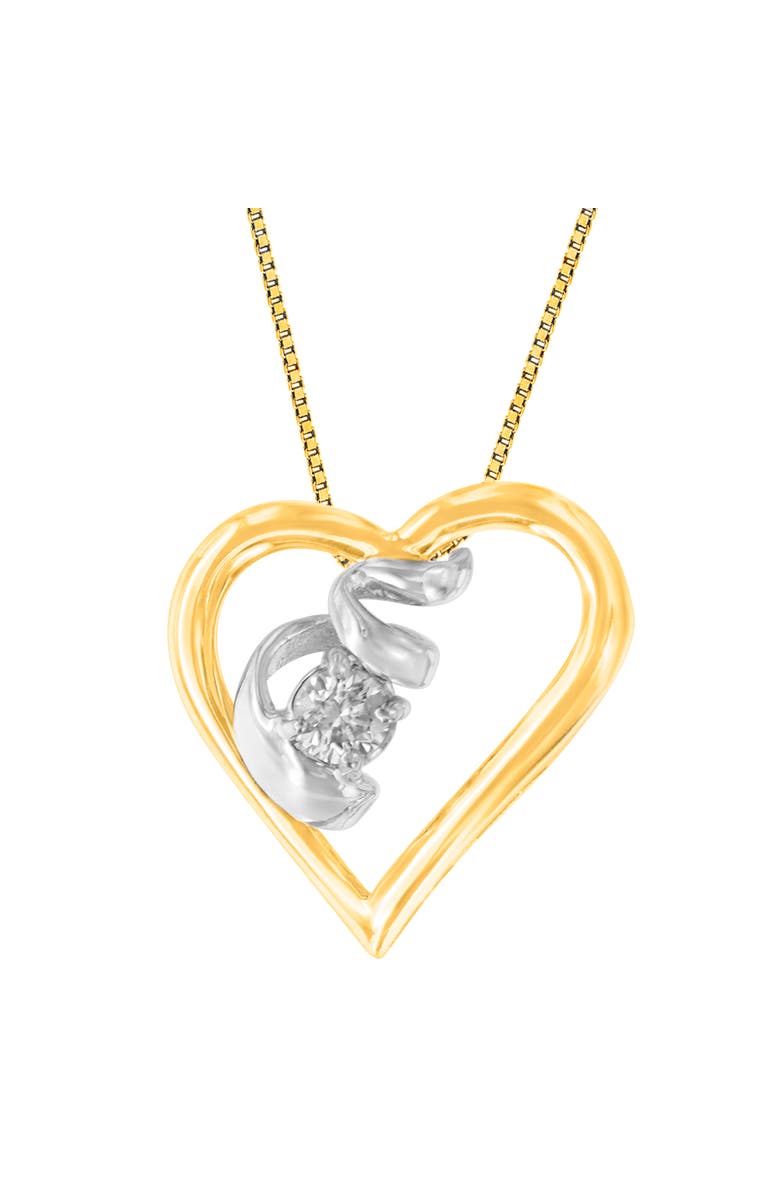 Haus of Brilliance Espira 10K Two-Tone Gold 1/10 cttw Diamond Pendant Necklace, Main, color, Yellow