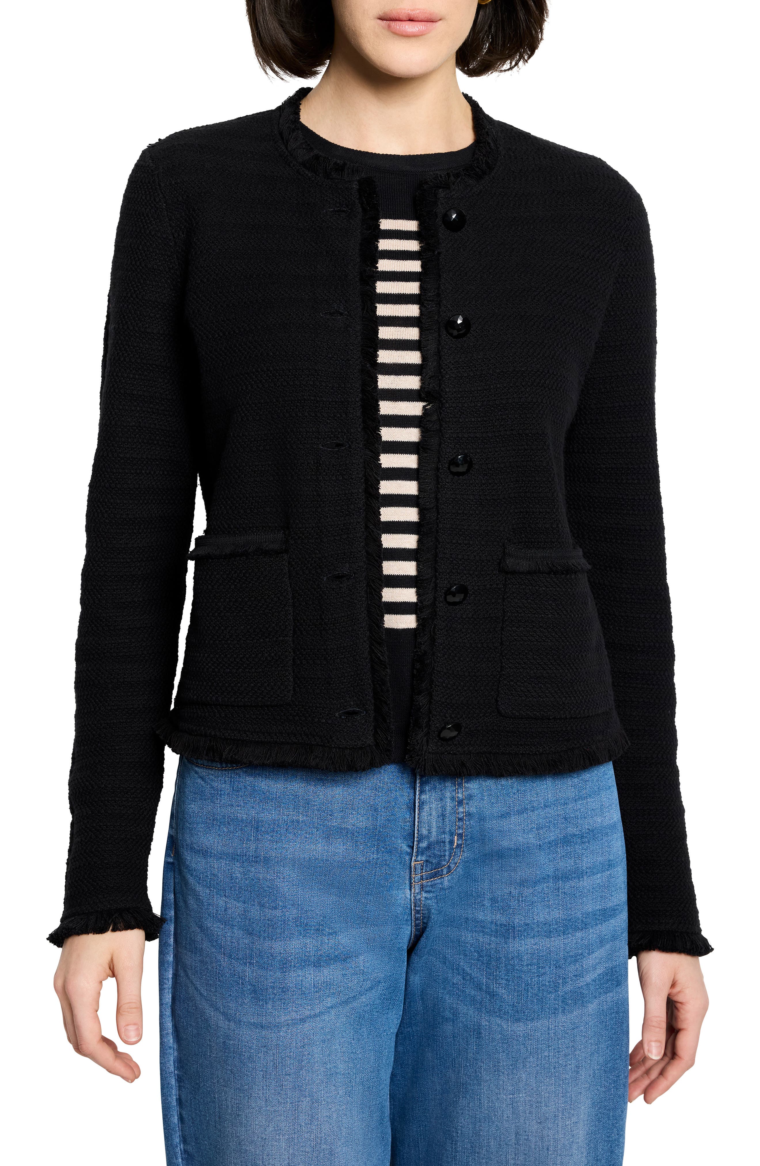 NIC+ZOE Fringe Mix Knit Jacket
