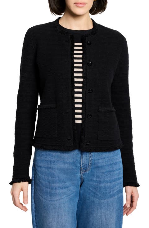 Fringe Mix Knit Jacket (Regular & Petite)