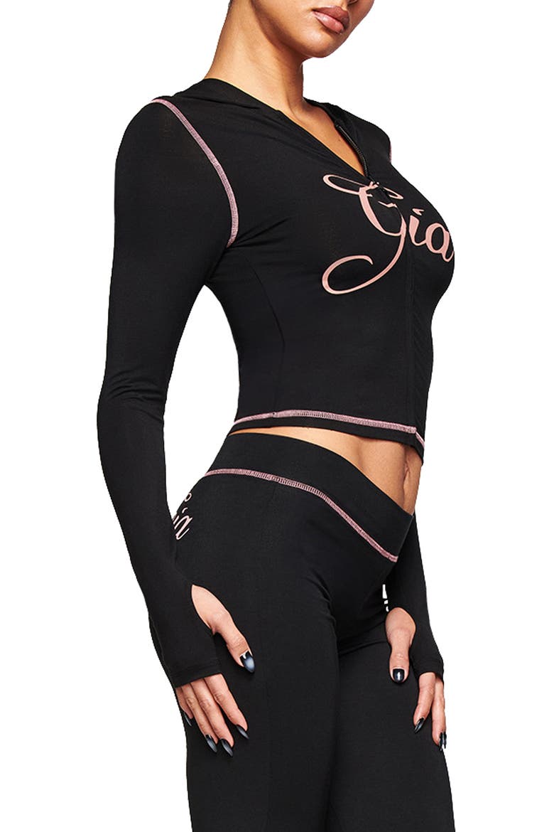 Blare Crop Hoodie, Alternate, color, BLACK