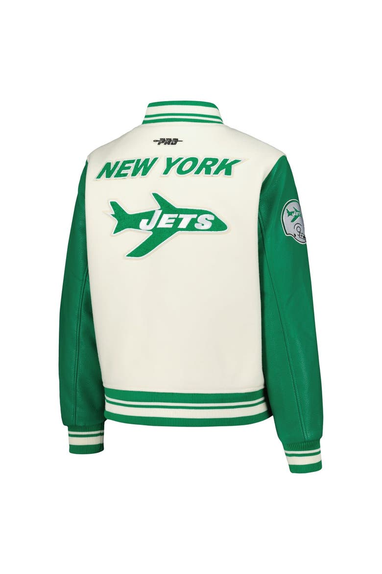 Women's Pro Standard  Cream New York Jets Retro Classic Vintage Full-Zip Varsity Jacket, Alternate, color, Cream