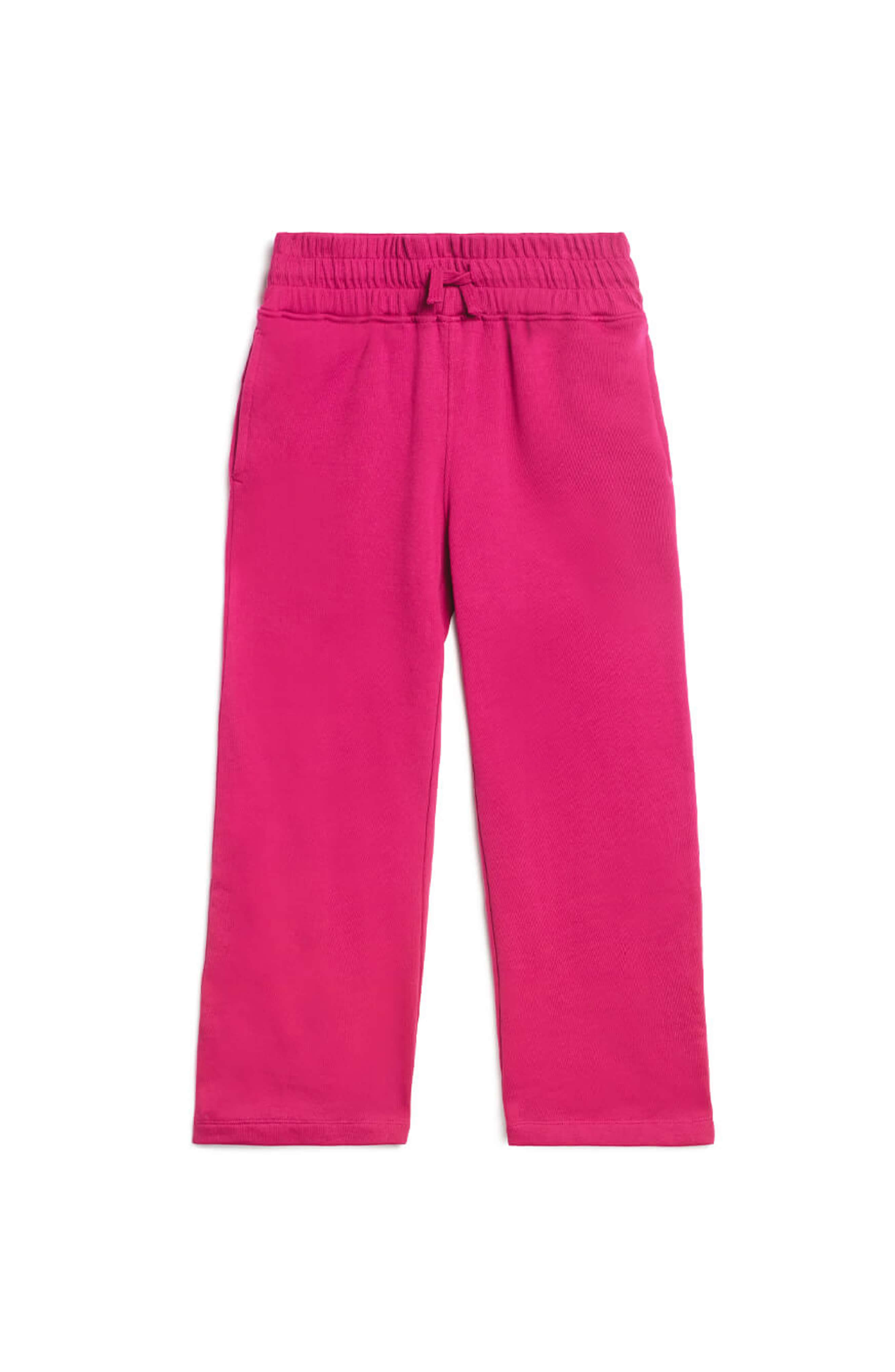 Mightly Kids Cozy Organic Cotton Wide Leg Fleece Pants in Magenta 