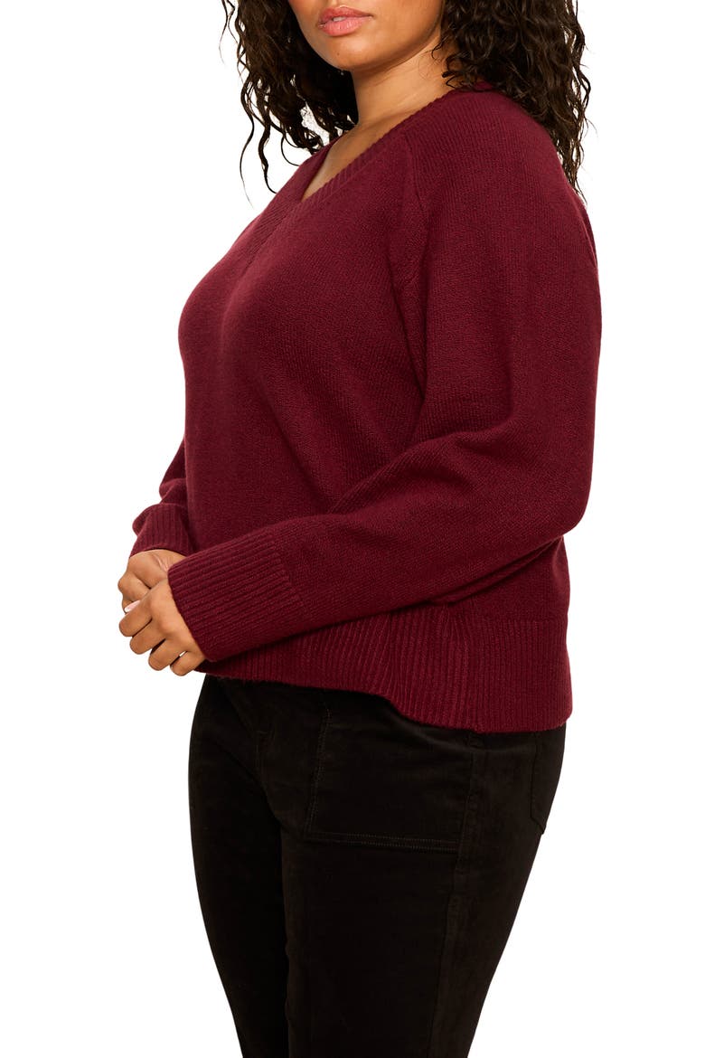 Vanna V-Neck Sweater, Alternate, color, BORDEAUX