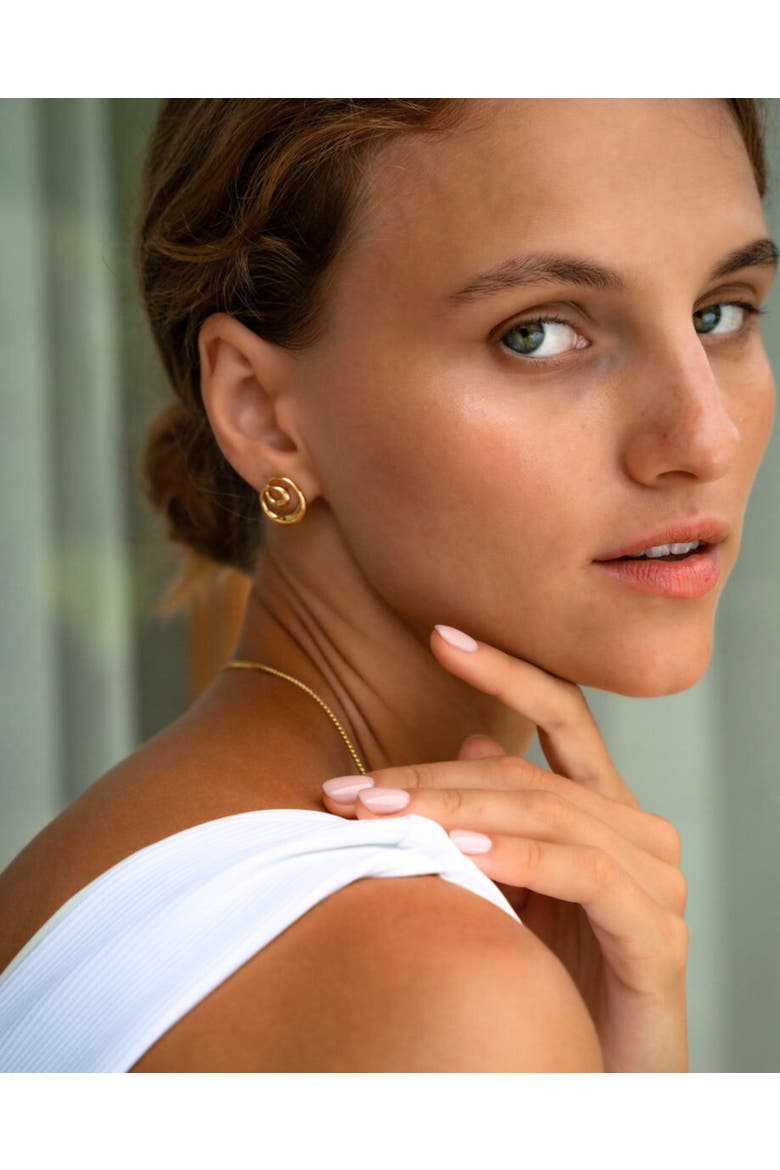 Dalia Twist Stud Earrings, Alternate, color, Brass